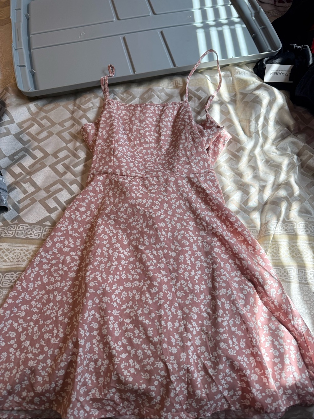 Women's Pink Floral Spaghetti Strap Dress